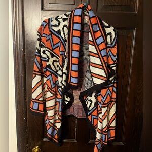 Harper Striped Knit Cardigan in Orange and Blue